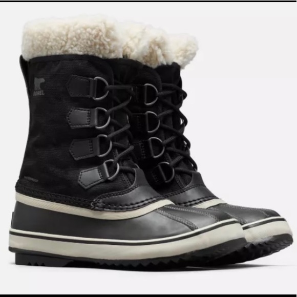 Sorel winter carnival waterproof seam sealed boot black w/stone faux fur 8.5 NEW - Picture 3 of 12